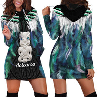 Aotearoa Korowai Motif Hoodie Dress Hei Tiki Poutama Maori Pattern LT14 - Polynesian Pride