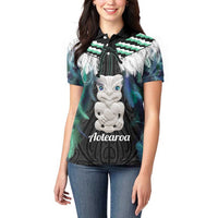 Aotearoa Korowai Motif Women Polo Shirt Hei Tiki Poutama Maori Pattern LT14 - Polynesian Pride