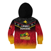 Papua New Guinea Rugby Kid Hoodie PNG Hunters Polynesian Black LT14 - Polynesian Pride