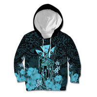 Polynesian Pride King Kamehameha Day Hawaii Kid Hoodie Polynesia Tribal Kanaka And Hibiscus Turquoise LT14 Hoodie Turquoise - Polynesian Pride