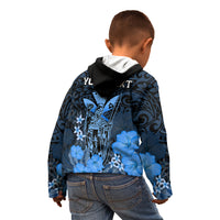 Personalised King Kamehameha Day Hawaii Kid Hoodie Polynesia Tribal Kanaka And Hibiscus Blue LT14 - Polynesian Pride