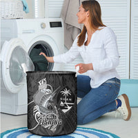 Guam Blue Marlin Fishing Laundry Basket Guahan Fish Hook Tattoo Black Version