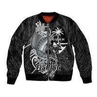 Guam Blue Marlin Fishing Bomber Jacket Guahan Fish Hook Tattoo Black Version
