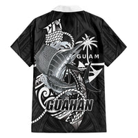 Guam Blue Marlin Fishing Family Matching Off Shoulder Maxi Dress and Hawaiian Shirt Guahan Fish Hook Tattoo Black Version LT14 - Polynesian Pride