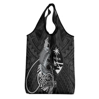 Guam Blue Marlin Fishing Grocery Bag Guahan Fish Hook Tattoo Black Version