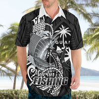 Guam Blue Marlin Fishing Hawaiian Shirt Guahan Fish Hook Tattoo Black Version