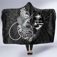 Guam Blue Marlin Fishing Hooded Blanket Guahan Fish Hook Tattoo Black Version