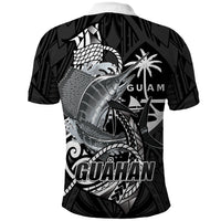 Guam Blue Marlin Fishing Polo Shirt Guahan Fish Hook Tattoo Black Version