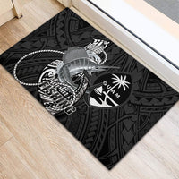 Guam Blue Marlin Fishing Rubber Doormat Guahan Fish Hook Tattoo Black Version