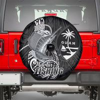 Guam Blue Marlin Fishing Spare Tire Cover Guahan Fish Hook Tattoo Black Version