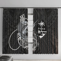 Guam Blue Marlin Fishing Window Curtain Guahan Fish Hook Tattoo Black Version