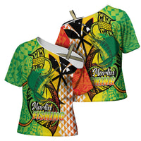 Hawaii Blue Marlin Fishing Cross Shoulder Shirt Hawaiian Kanaka Kakau Reggae LT14 - Polynesian Pride