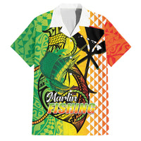 Hawaii Blue Marlin Fishing Family Matching Mermaid Dress and Hawaiian Shirt Hawaiian Kanaka Kakau Reggae LT14 Dad's Shirt - Short Sleeve Reggae - Polynesian Pride