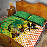 Hawaii Blue Marlin Fishing Quilt Bed Set Hawaiian Kanaka Kakau Reggae
