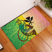 Hawaii Blue Marlin Fishing Rubber Doormat Hawaiian Kanaka Kakau Reggae
