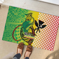 Hawaii Blue Marlin Fishing Rubber Doormat Hawaiian Kanaka Kakau Reggae