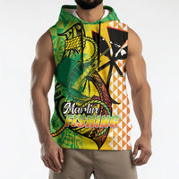 Hawaii Blue Marlin Fishing Sleeveless Hoodie Hawaiian Kanaka Kakau Reggae LT14 - Polynesian Pride