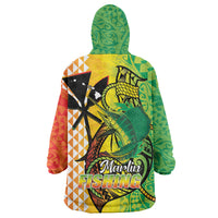 Hawaii Blue Marlin Fishing Wearable Blanket Hoodie Hawaiian Kanaka Kakau Reggae LT14 - Polynesian Pride