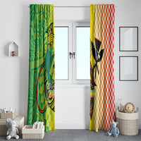 Hawaii Blue Marlin Fishing Window Curtain Hawaiian Kanaka Kakau Reggae