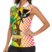 Hawaii Blue Marlin Fishing Women Sleeveless Polo Shirt Hawaiian Kanaka Kakau Reggae LT14 - Polynesian Pride