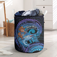 Personalised Blue Marlin Fishing New Zealand Laundry Basket NZ Kiwi Cowboy Born To Fish LT14 Purple - Polynesian Pride