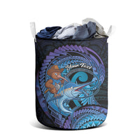 Personalised Blue Marlin Fishing New Zealand Laundry Basket NZ Kiwi Cowboy Born To Fish LT14 - Polynesian Pride