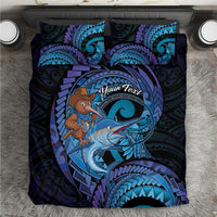 Personalised Blue Marlin Fishing New Zealand Bedding Set NZ Kiwi Cowboy Born To Fish LT14 Purple - Polynesian Pride