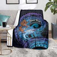 Personalised Blue Marlin Fishing New Zealand Blanket NZ Kiwi Cowboy Born To Fish LT14 - Polynesian Pride
