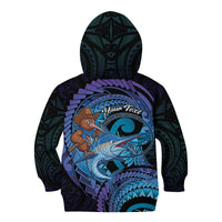 Personalised Blue Marlin Fishing New Zealand Kid Hoodie NZ Kiwi Cowboy Born To Fish LT14 - Polynesian Pride