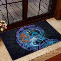 Personalised Blue Marlin Fishing New Zealand Rubber Doormat NZ Kiwi Cowboy Born To Fish LT14 - Polynesian Pride