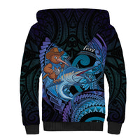 Personalised Blue Marlin Fishing New Zealand Sherpa Hoodie NZ Kiwi Cowboy Born To Fish LT14 - Polynesian Pride