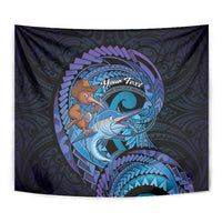 Personalised Blue Marlin Fishing New Zealand Tapestry NZ Kiwi Cowboy Born To Fish LT14 - Polynesian Pride