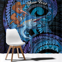 Personalised Blue Marlin Fishing New Zealand Window Curtain NZ Kiwi Cowboy Born To Fish LT14 - Polynesian Pride