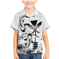 Japan And Hawaii Family Matching Mermaid Dress and Hawaiian Shirt Sakura Koi Fish Hawaiian Lei Kanaka LT14 Son's Shirt White - Polynesian Pride