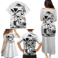 Japan And Hawaii Family Matching Puletasi and Hawaiian Shirt Sakura Koi Fish Hawaiian Lei Kanaka LT14 - Polynesian Pride