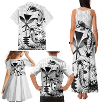 Japan And Hawaii Family Matching Tank Maxi Dress and Hawaiian Shirt Sakura Koi Fish Hawaiian Lei Kanaka LT14 - Polynesian Pride