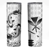 Japan And Hawaii Skinny Tumbler Sakura Koi Fish Hawaiian Lei Kanaka LT14 White - Polynesian Pride