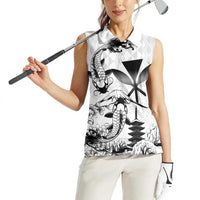 Japan And Hawaii Women Sleeveless Polo Shirt Sakura Koi Fish Hawaiian Lei Kanaka LT14 - Polynesian Pride
