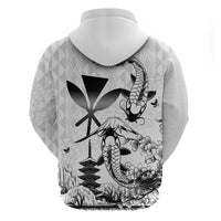 Japan And Hawaii Zip Hoodie Sakura Koi Fish Hawaiian Lei Kanaka - Polynesian Pride