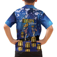 Japan Obon Festival Family Matching Short Sleeve Bodycon Dress and Hawaiian Shirt Sakura Lanterns With Bon Dance LT14 - Polynesian Pride