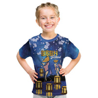 Japan Obon Festival Kid T Shirt Sakura Lanterns With Bon Dance - Polynesian Pride