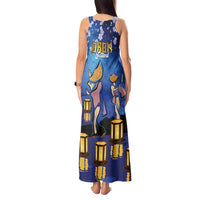 Japan Obon Festival Tank Maxi Dress Sakura Lanterns With Bon Dance - Polynesian Pride