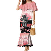 Personalised Japan Samurai Warrior Family Matching Mermaid Dress and Hawaiian Shirt Japanese Cherry Blossom Polynesian Pattern LT14 Mom's Dress Pink - Polynesian Pride