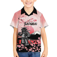 Personalised Japan Samurai Warrior Family Matching Off The Shoulder Long Sleeve Dress and Hawaiian Shirt Japanese Cherry Blossom Polynesian Pattern LT14 Son's Shirt Pink - Polynesian Pride