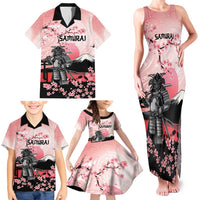 Personalised Japan Samurai Warrior Family Matching Tank Maxi Dress and Hawaiian Shirt Japanese Cherry Blossom Polynesian Pattern LT14 - Polynesian Pride