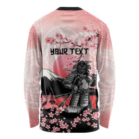 Personalised Japan Samurai Warrior Long Sleeve Shirt Japanese Cherry Blossom Polynesian Pattern - Polynesian Pride