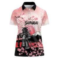Personalised Japan Samurai Warrior Women Polo Shirt Japanese Cherry Blossom Polynesian Pattern - Polynesian Pride