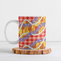 Hawaii Kahili Palaka Motifs Ceramic Mug Hawaiian Honohono Pikake Lei