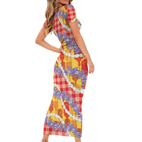 Hawaii Kahili Palaka Motifs Family Matching Short Sleeve Bodycon Dress and Hawaiian Shirt Hawaiian Honohono Pikake Lei LT14 - Polynesian Pride
