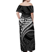 Hawaii Lauhala Tattoo Off Shoulder Maxi Dress Hawaiian Hala Leaf Weaving